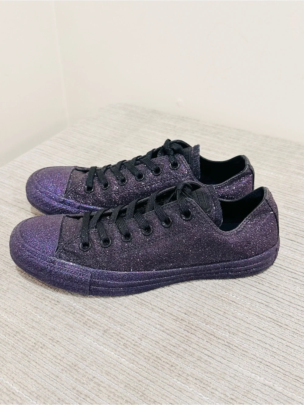 Converse Chuck Taylor All Star Low Glitter Purple Black 162992C Women 8 Men 6